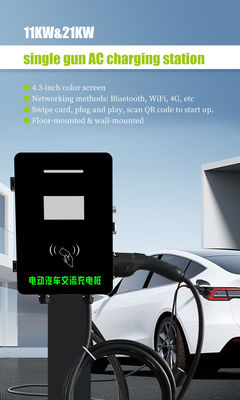 Station de recharge de voiture électrique à courant alternatif montée sur le mur avec écran de 11 kW de sortie de 21 kW